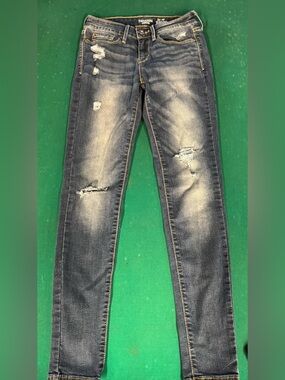 Denizen from Levi's Distressed Skinny Jeans - Dark Blue Fade